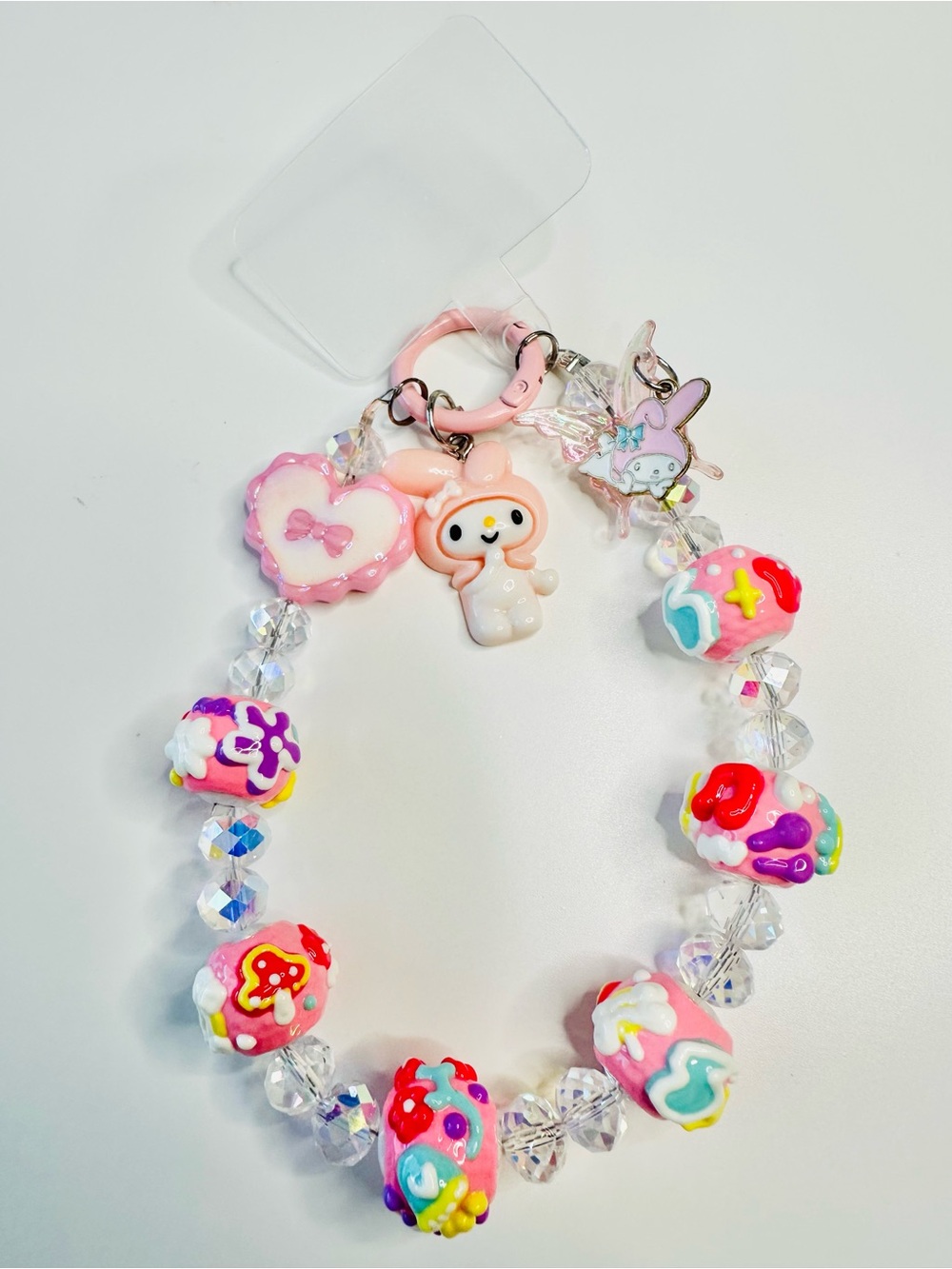 Pink Cute My Melody Character with Painted Beaded phone or bag charm
